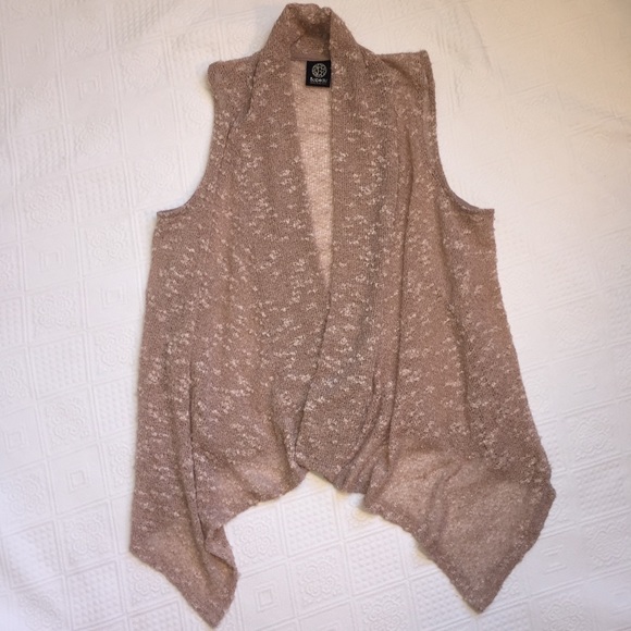 bobeau Sweaters - Bobeau Vest Asymmetrical Gauzy Open Knit Sweater